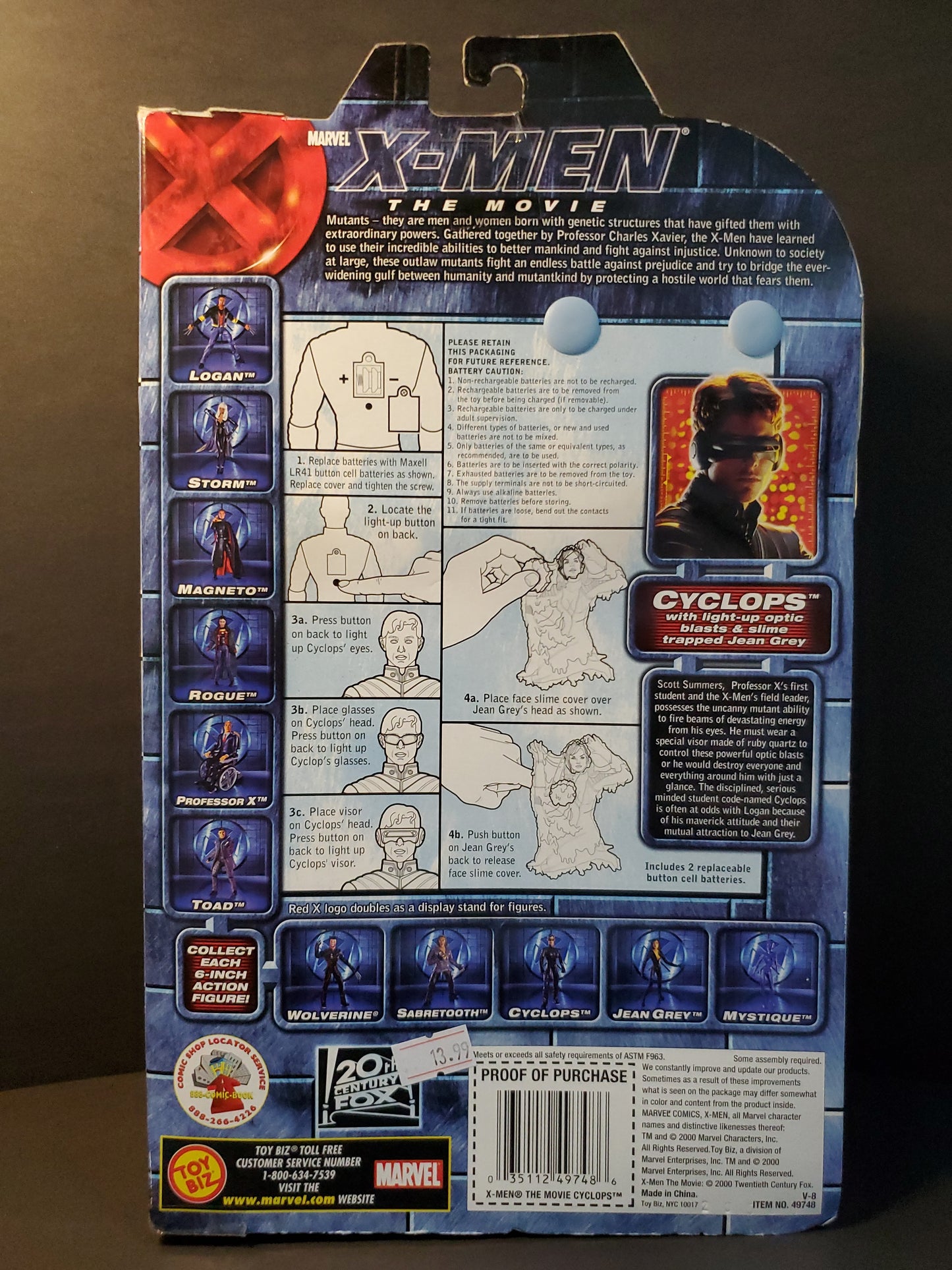 Marvel X-Men The Movie Cyclops Action Figure Grey