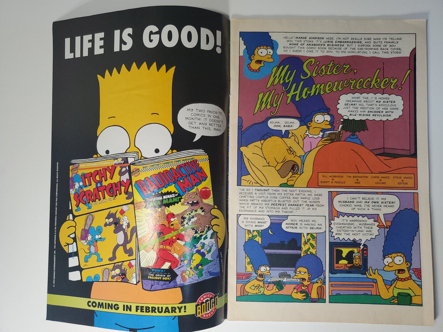Bongo Simpsons Comics #1 & 2 (1993) Bob's Back Flip Back Patty & Selmas