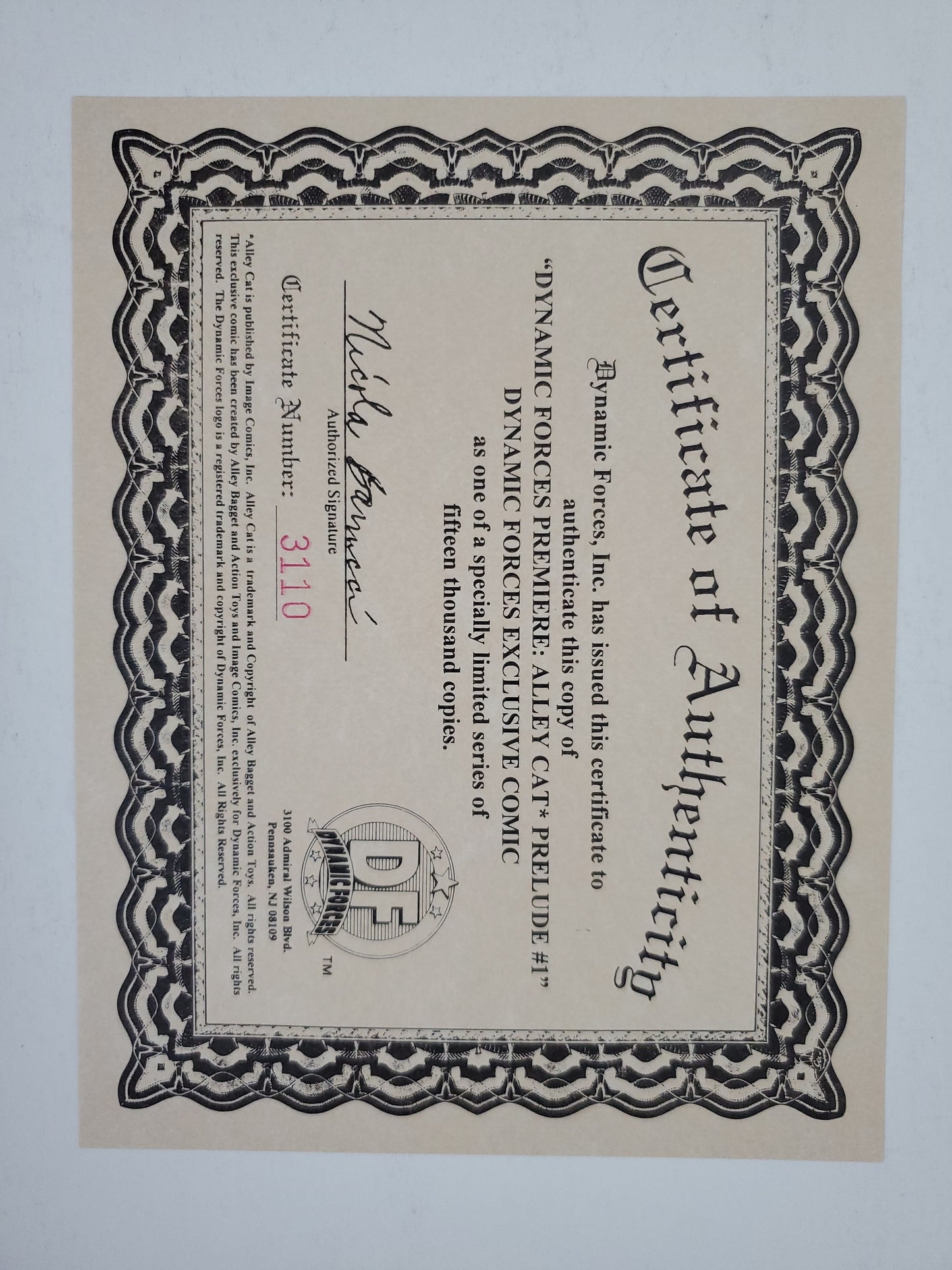 Image Alley Cat Prelude #1 Dynamic Forces COA (1999)