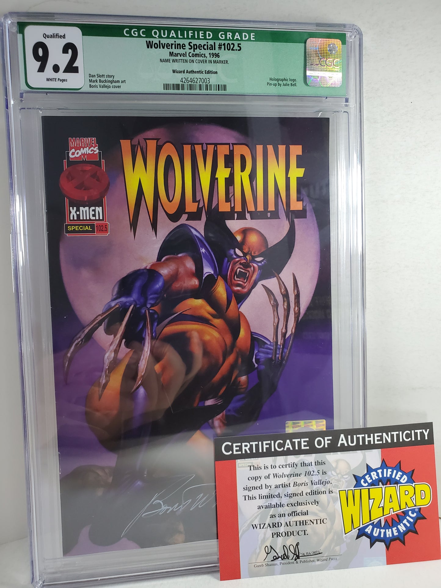 Marvel Wolverine Vol 2 #102.5 CGC 9.2 COA Signed by Boris Vallejo Key