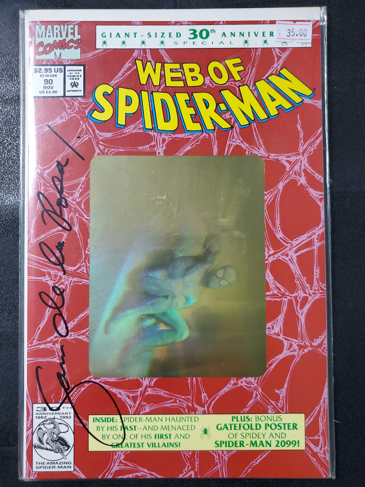 Marvel Web of Spider-Man 90 Giant-sized 30th Anniversary signed Sam De La Rosa