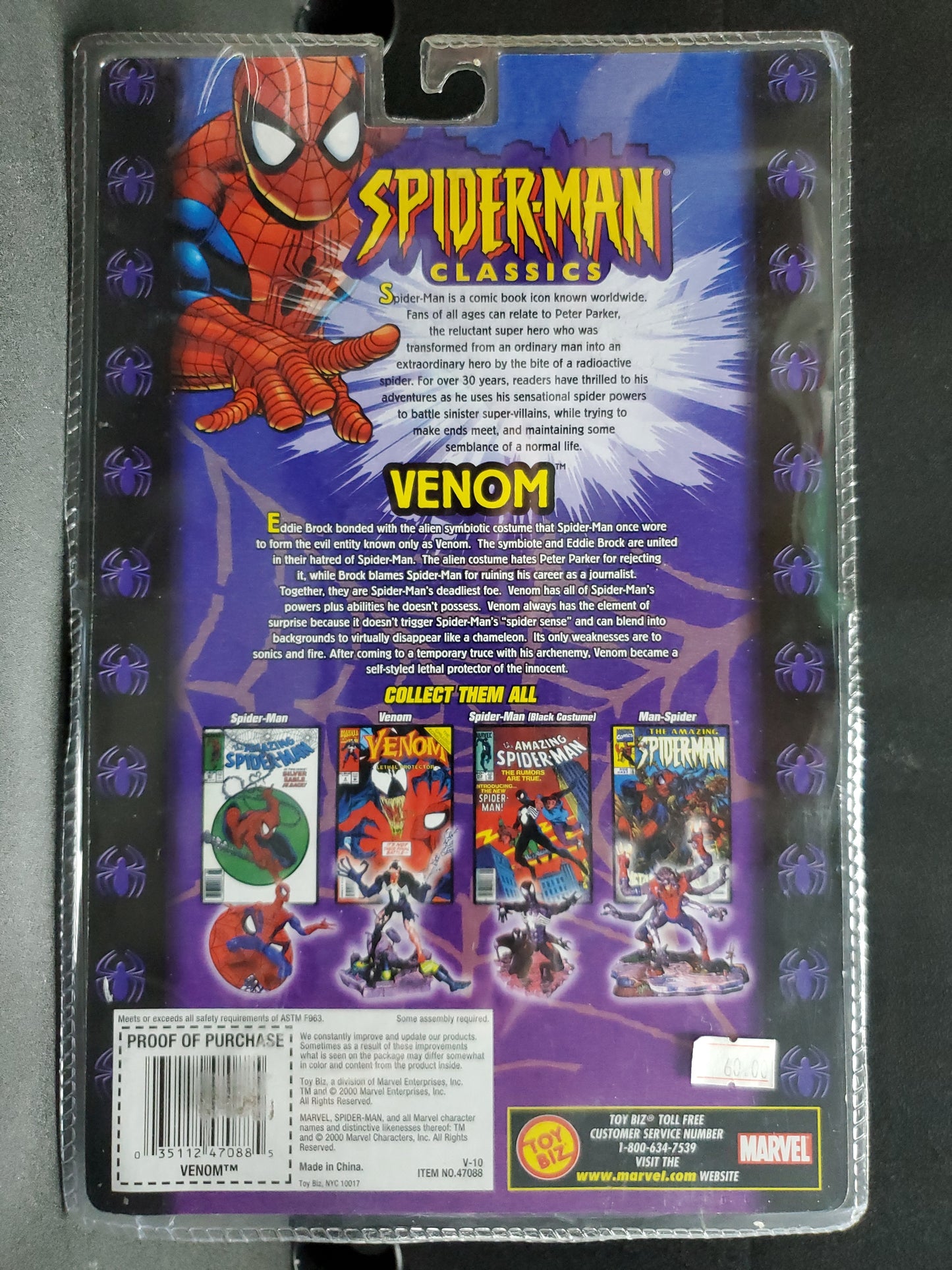 Marvel Venom Spider-Man Classics Series 6" Action Figure Bonus Comic Book