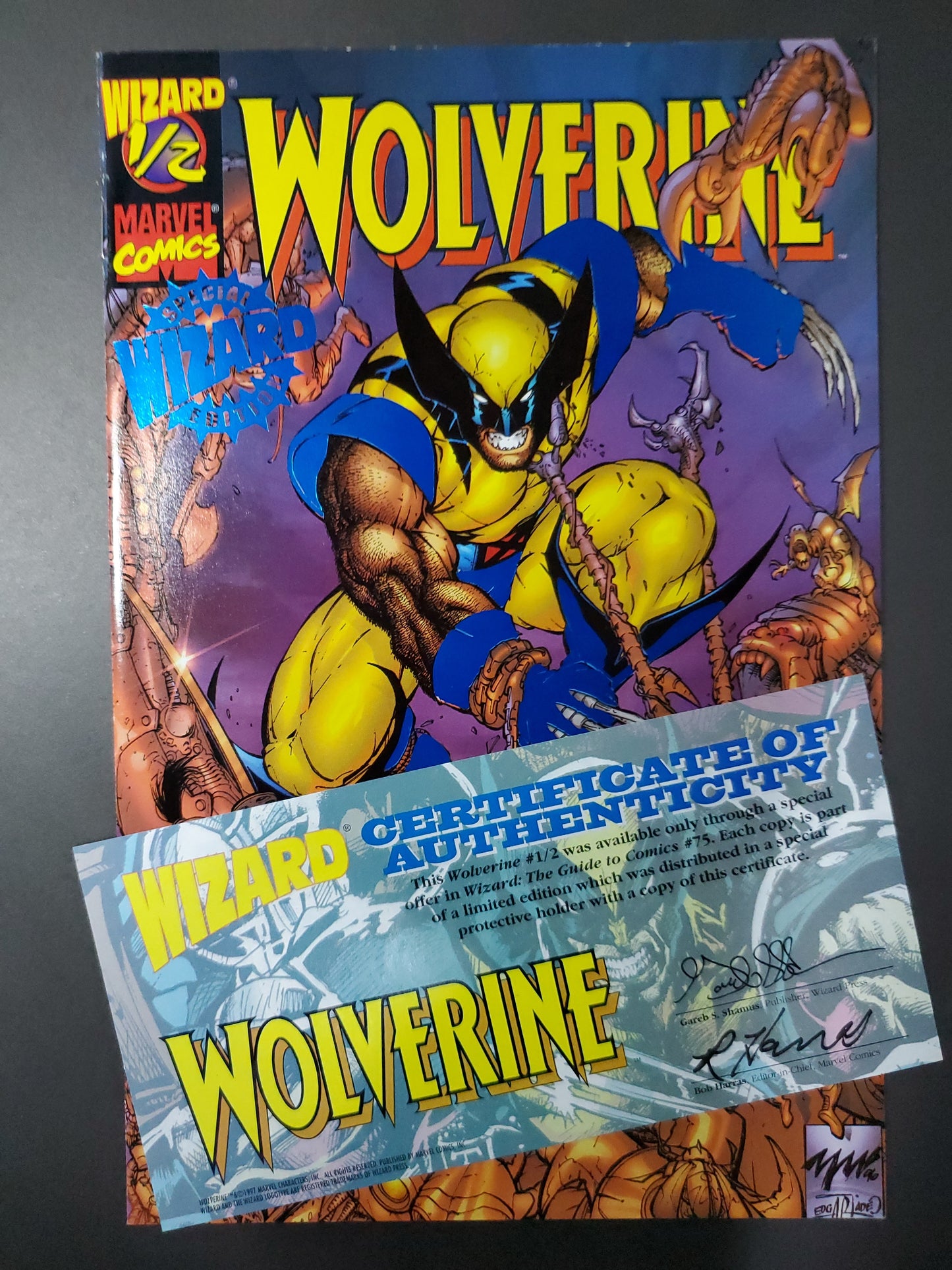 Marvel Wolverine Wizard 1/2 Special Blue Foil Limited COA
